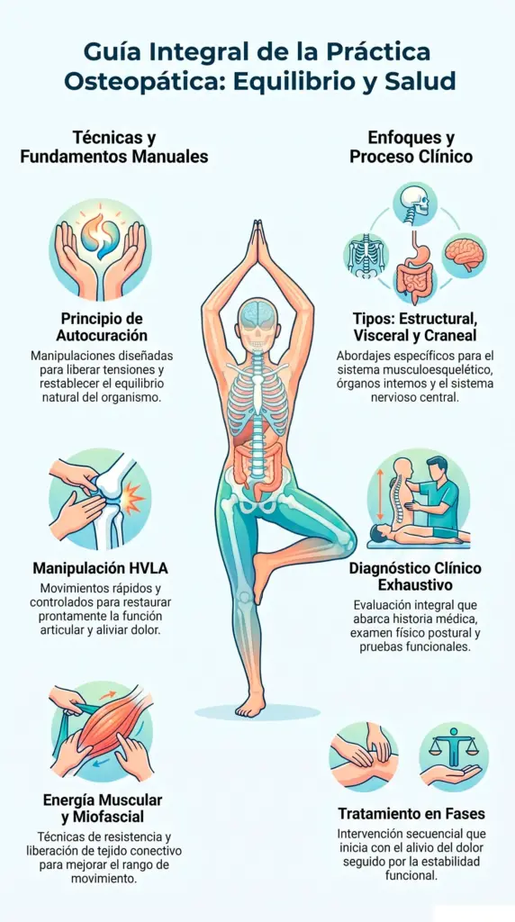 Infografía sobre la práctica osteopática